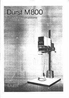 Durst M 800 manual. Camera Instructions.